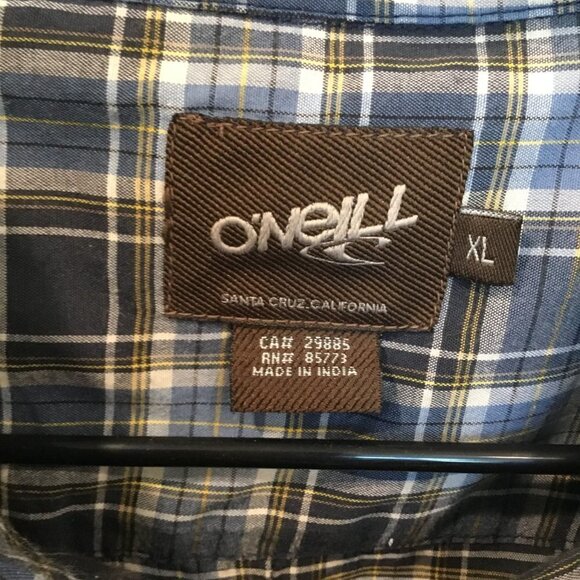 O'Neill Men's Long Sleeve Button Front Cotton Blend Dress Shirt Sz XL Blue Plaid - Picture 4 of 8